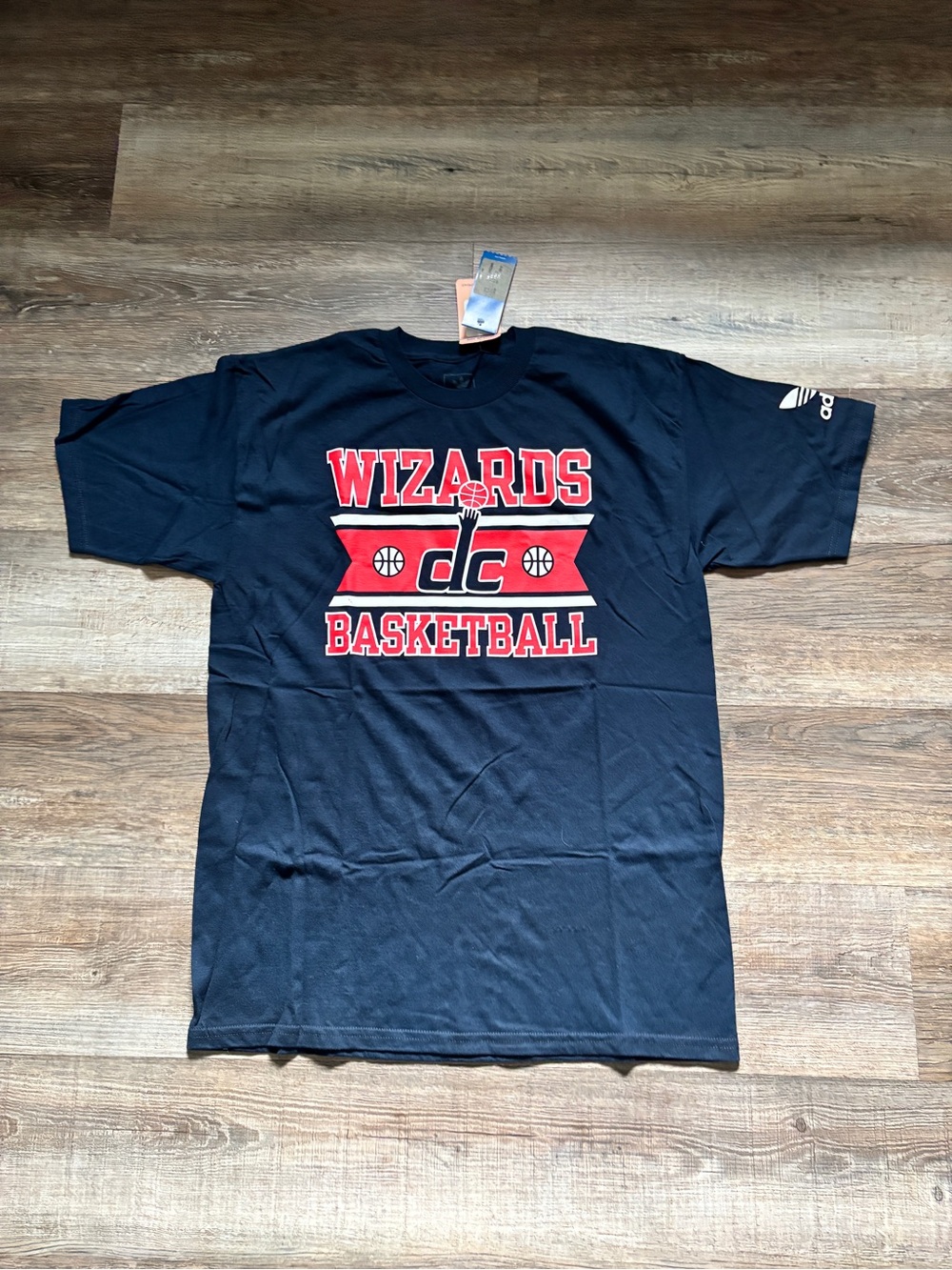 adidas Navy Blue Wizards DC Basketball Tee with Red Graphics